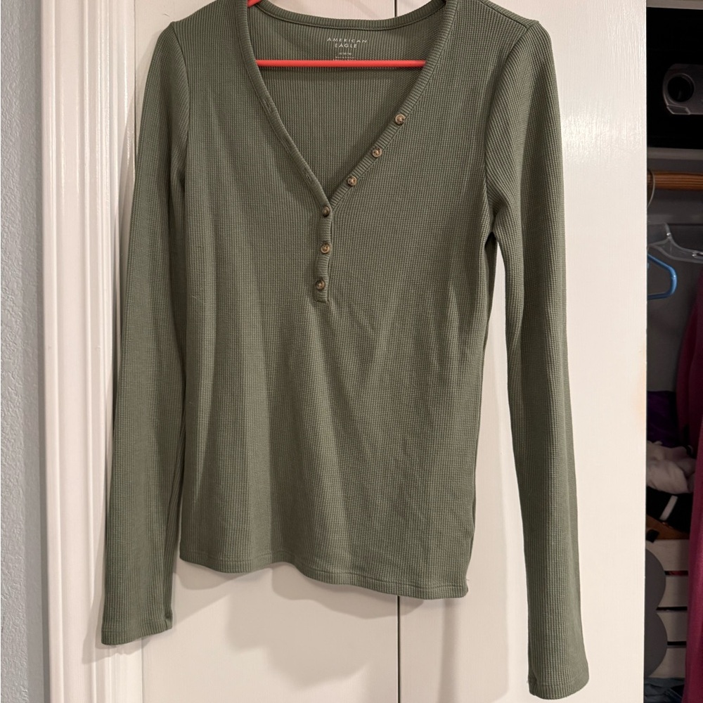 American Eagle Outfitters Olive Long Sleeve Top